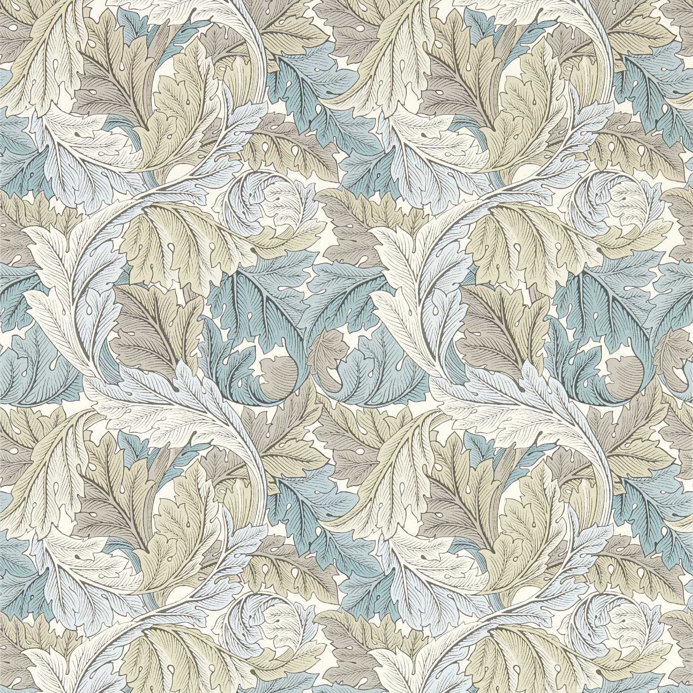 Acanthus Wallpaper - Slate/Dove - Clarke & Clarke - W0175/03 - Morris Wallpaper