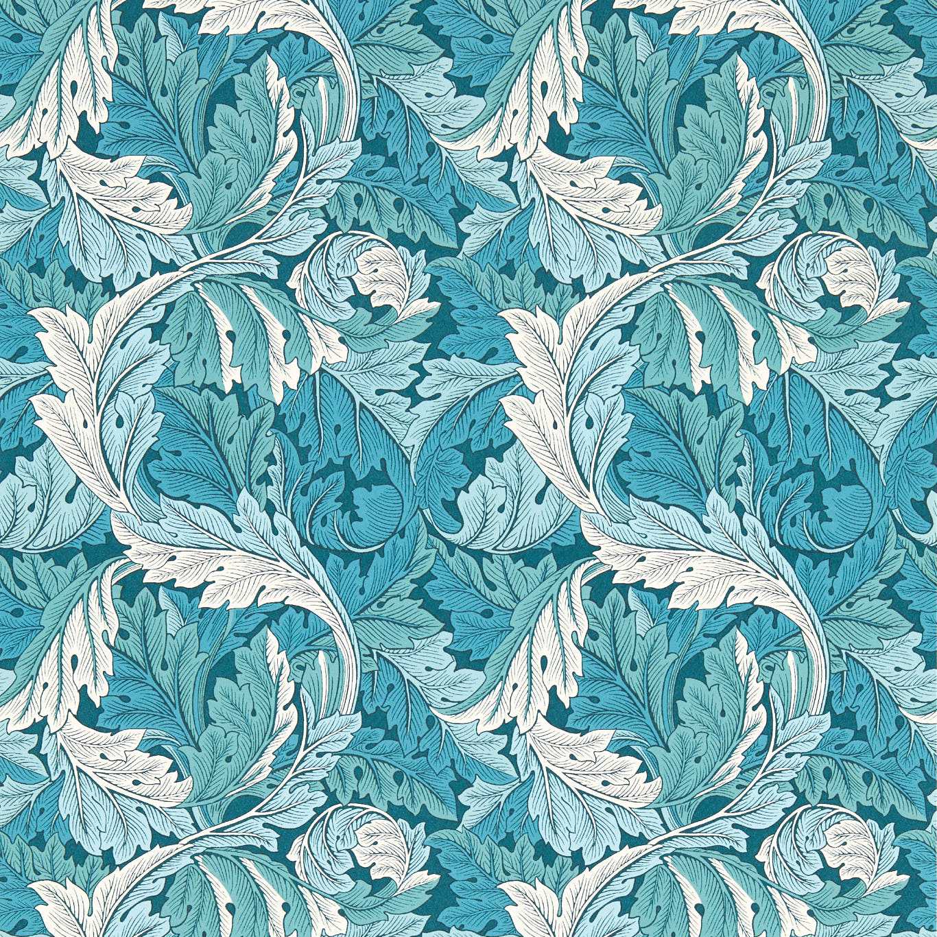 Acanthus Wallpaper - Teal - Clarke & Clarke - W0175/04 - Morris Wallpaper