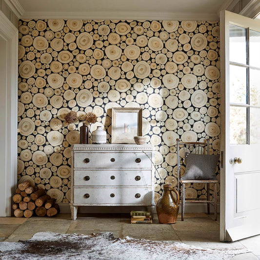 Alnwick Logs Wallpaper - Driftwood - Sanderson - DEBB216508 - Morris Wallpaper