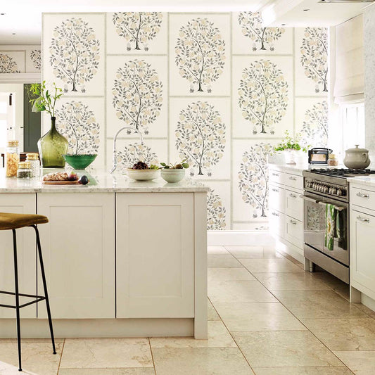 Anaar Tree Wallpaper - English Grey/Woad - Sanderson - DCPW216792 - Morris Wallpaper