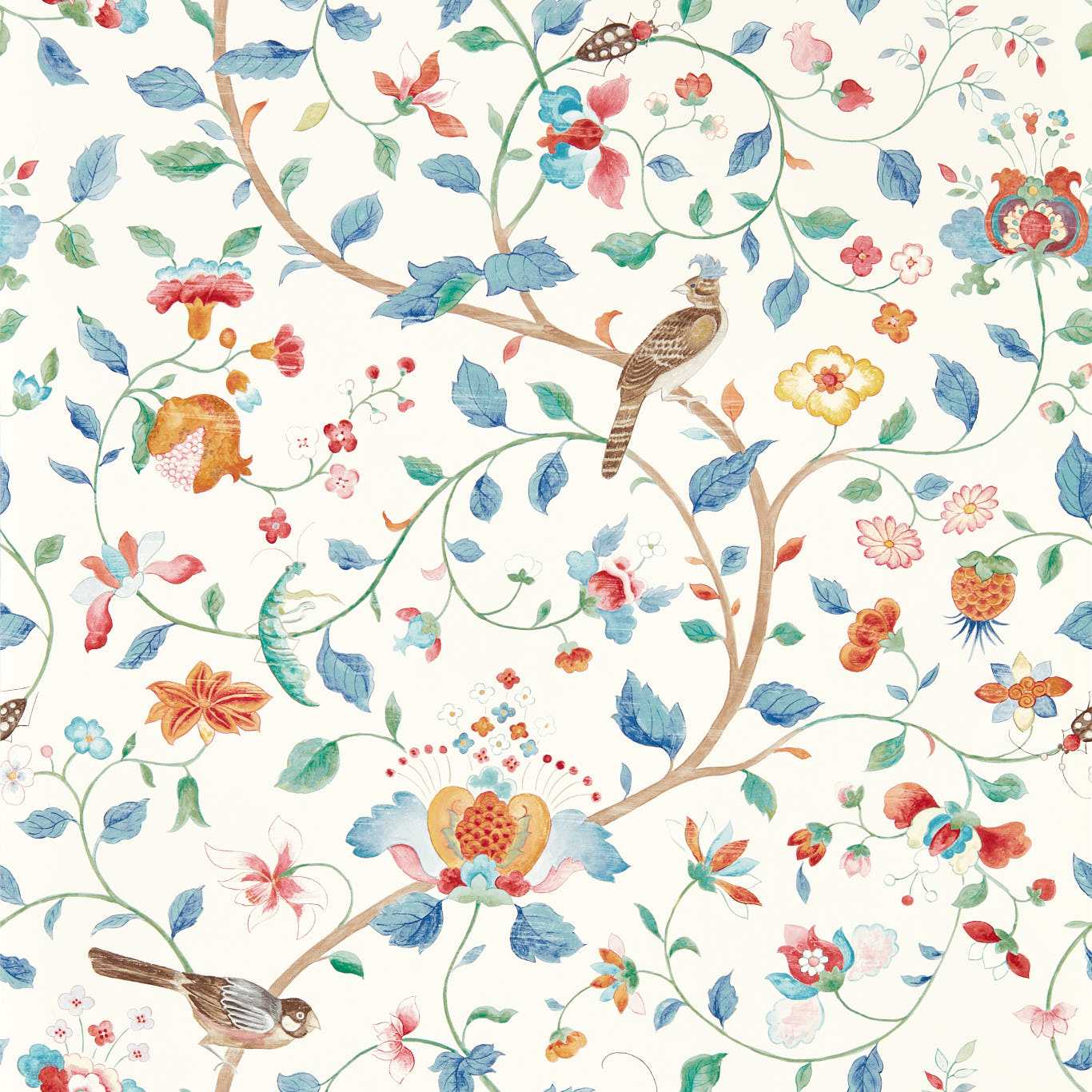 Aril's Garden Wallpaper - Indigo/Red - DABW217237