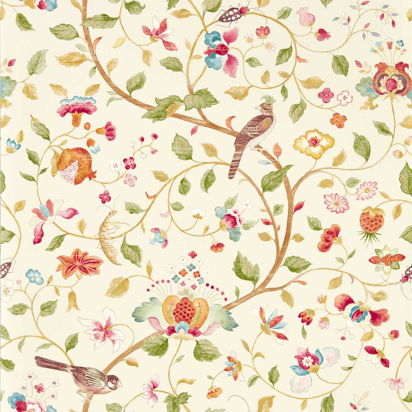 Aril's Garden Wallpaper - Olive/Mulberry - DABW217238