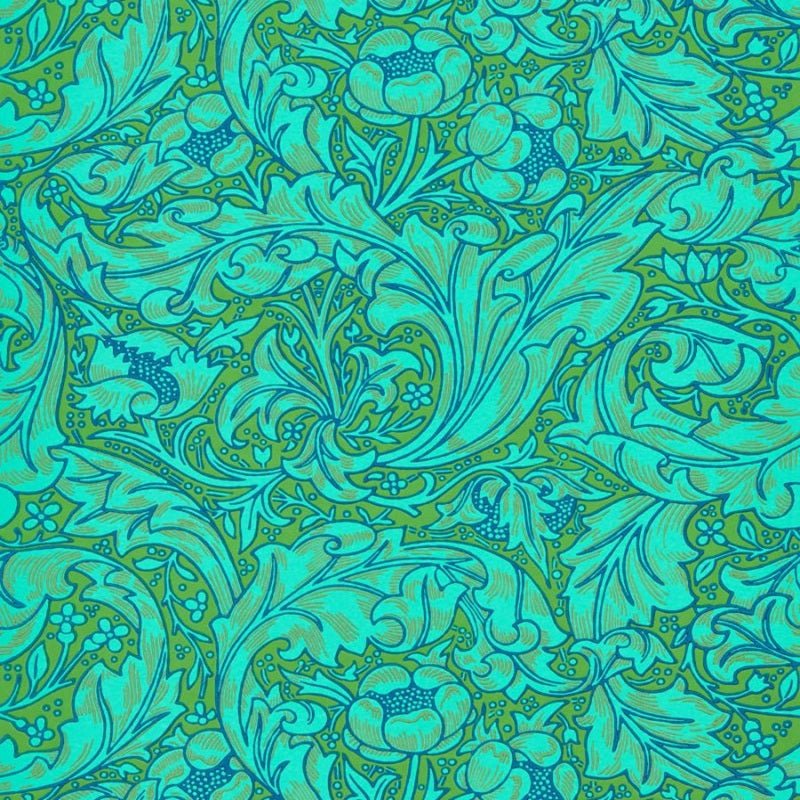 Bachelors Button Wallpaper - Olive/Turquoise - Morris & Co - 216959