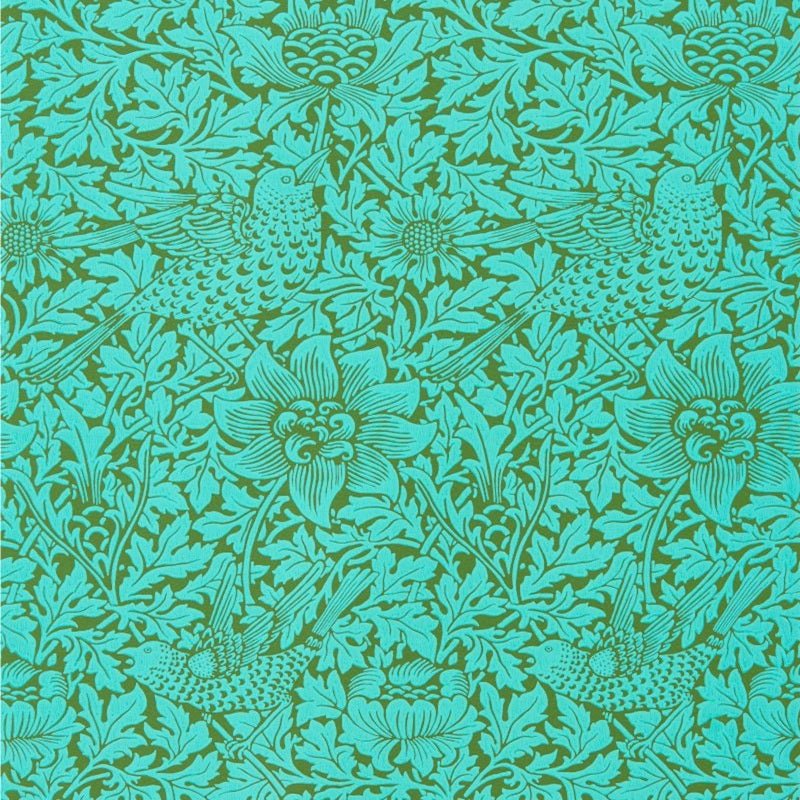 Bird & Anemone Wallpaper - Olive/Turquoise - Morris & Co - 216958