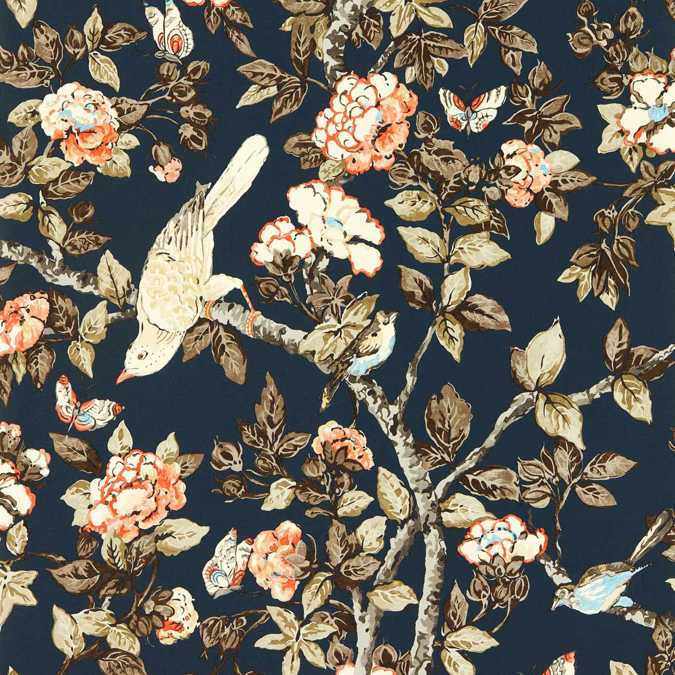 Caverley Wallpaper - Indigo Blue/Rowan Berry - DOSW217037