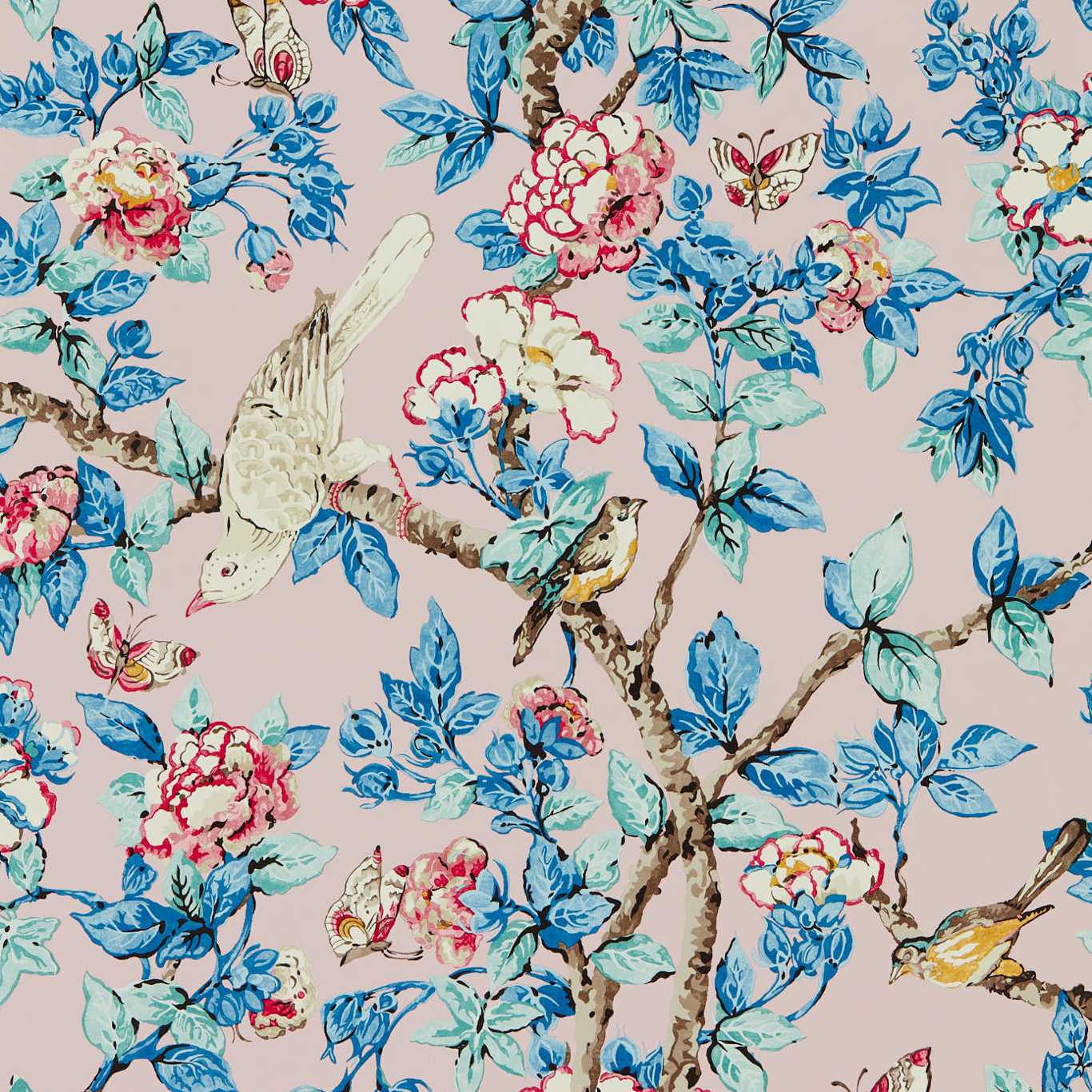 Caverley Wallpaper - Rose/French Blue - DOSW217035