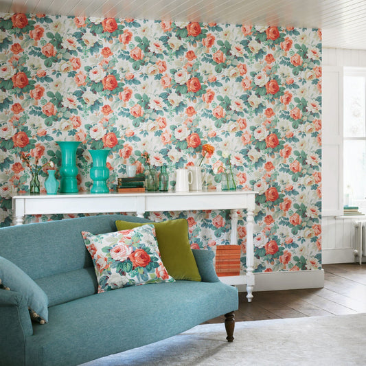Chelsea Wallpaper - White/Pink - DVIN214606 - Sanderson