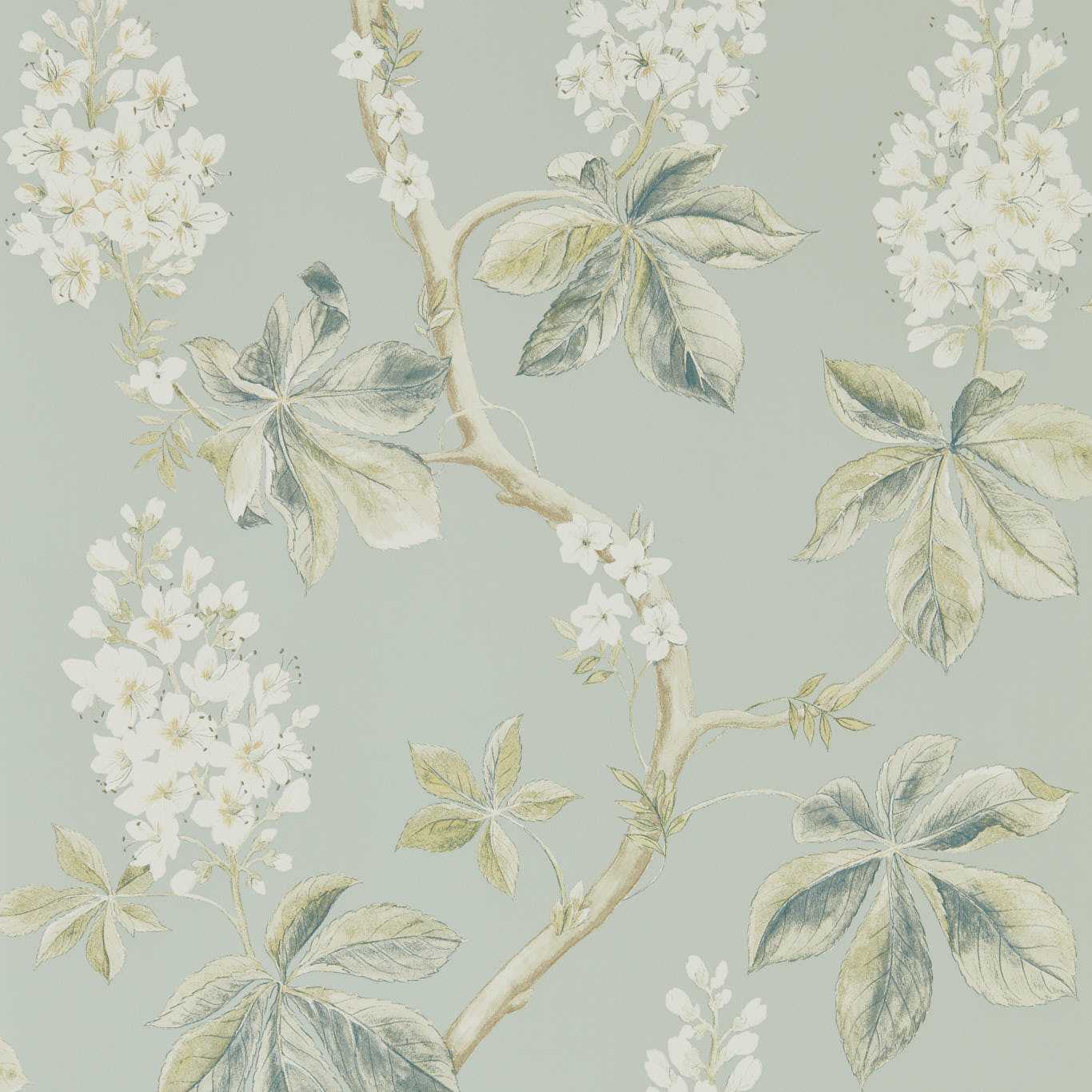 Chestnut Tree Wallpaper - Grey Blue/Sage - DWOW215708