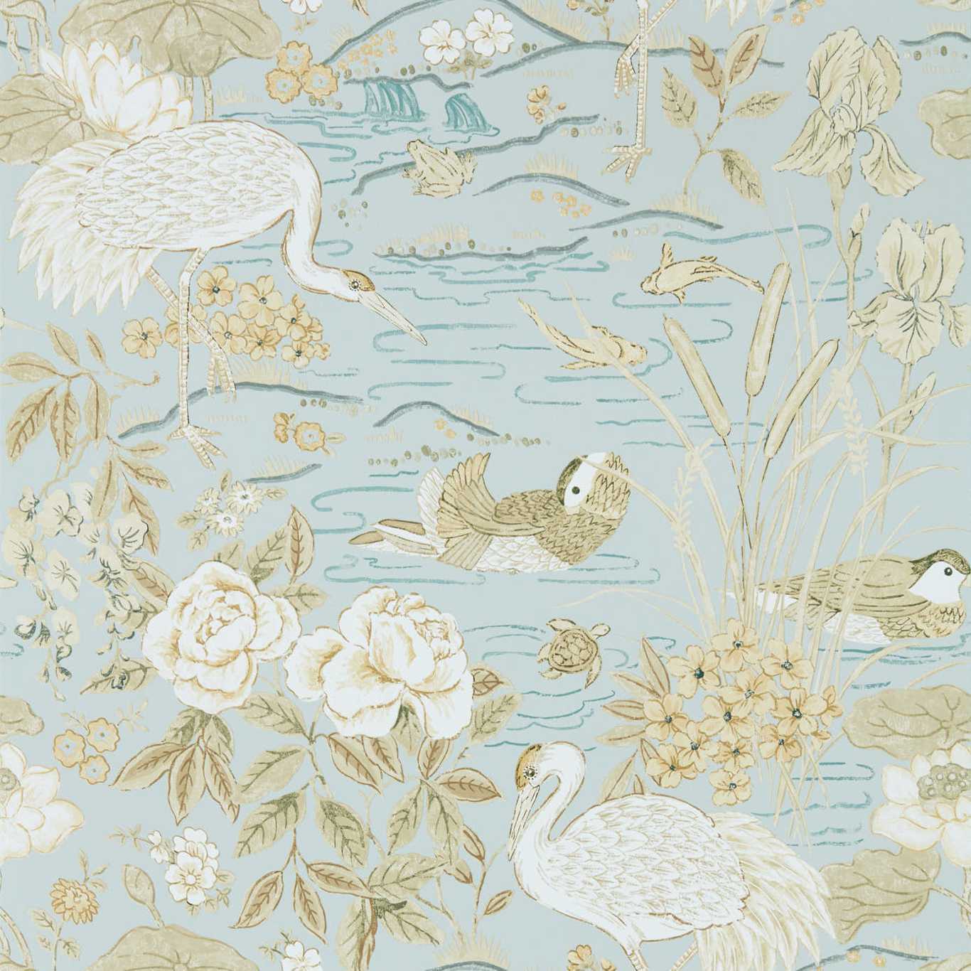 Crane & Frog Wallpaper - Sky/Honey - DWAW217125