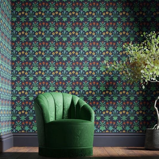 Daisy Wallpaper - Midnight - 510034 - Morris & Co