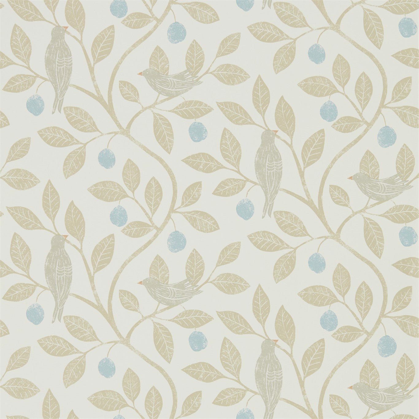 Damson Tree Wallpaper - Denim/Barley - DHPO216364