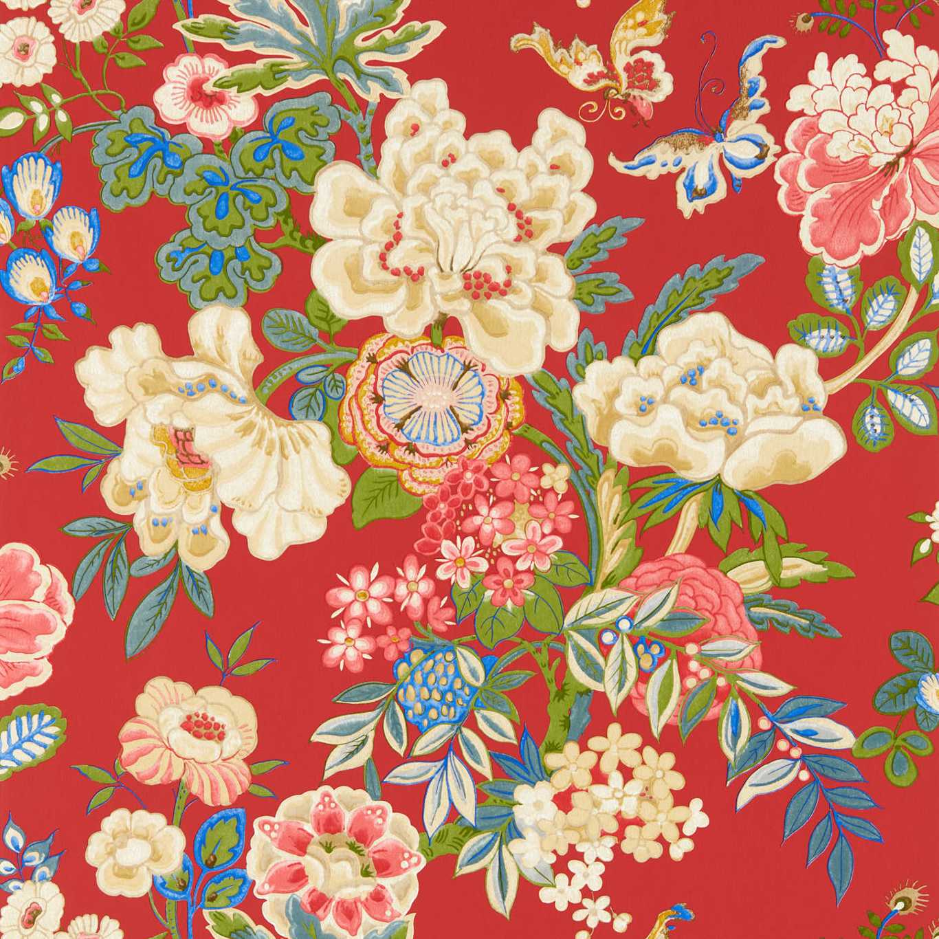 Emperor Peony Wallpaper - Cinnabar Red - DWAW217119