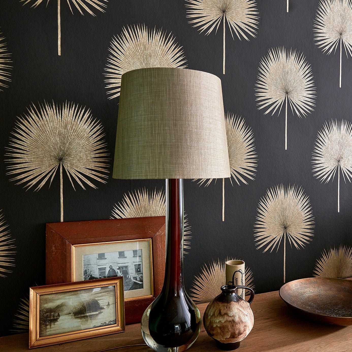 Fan Palm Wallpaper - Rhodera/Gilver - Sanderson - DGLW216638 - Morris Wallpaper