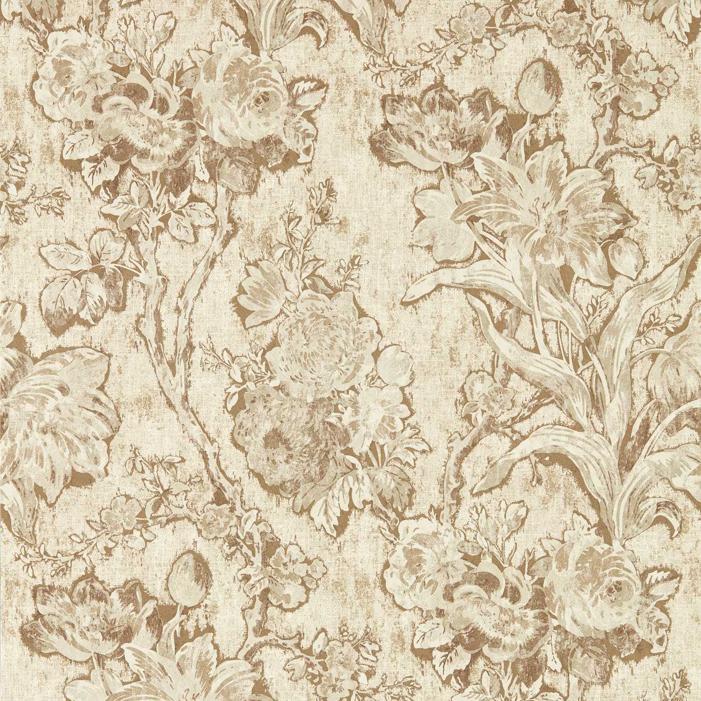 Fringed Tulip Toile Wallpaper - Jute - DGDW217325