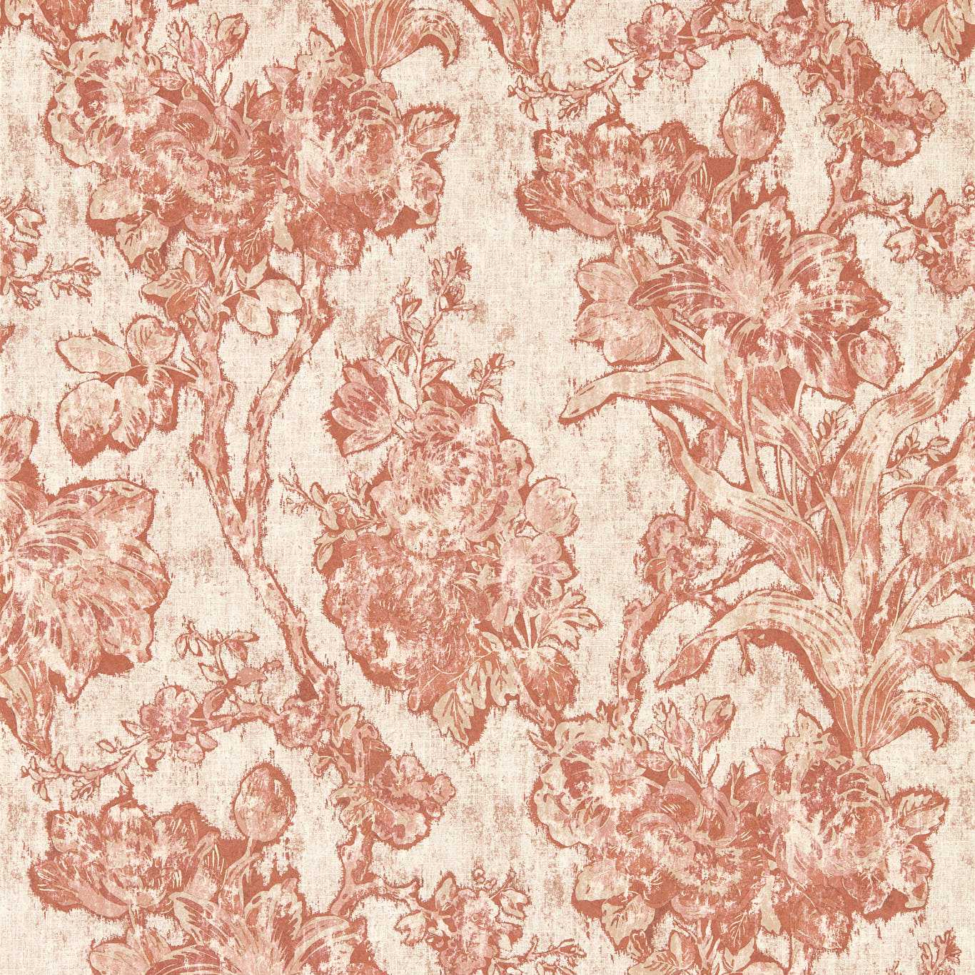 Fringed Tulip Toile Wallpaper - Putty - DGDW217324