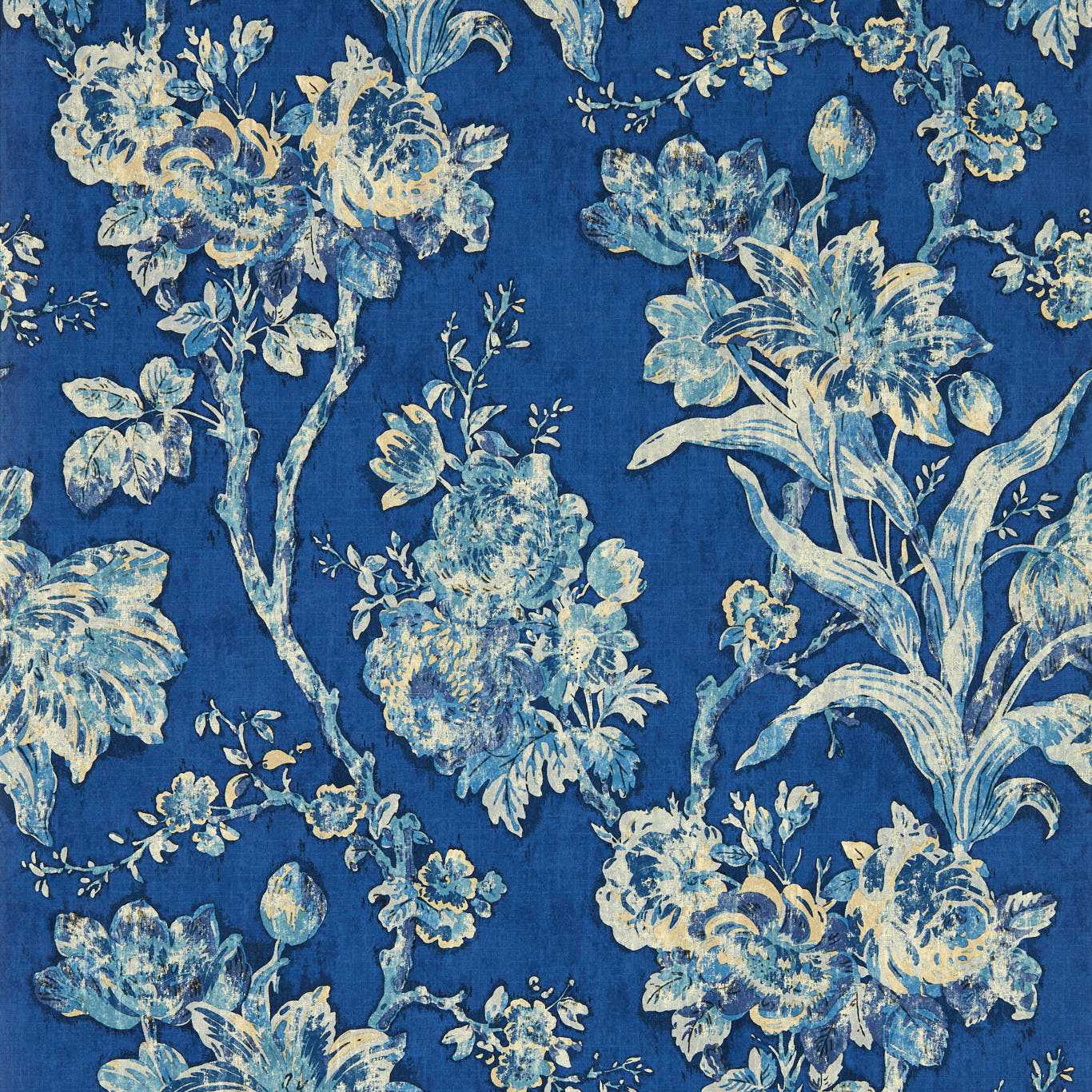 Fringed Tulip Toile Wallpaper - Smalt - DGDW217323