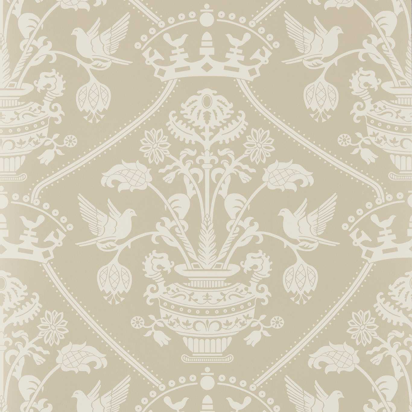 Highgrove Damask Wallpaper - Gritstone - DHIP217503