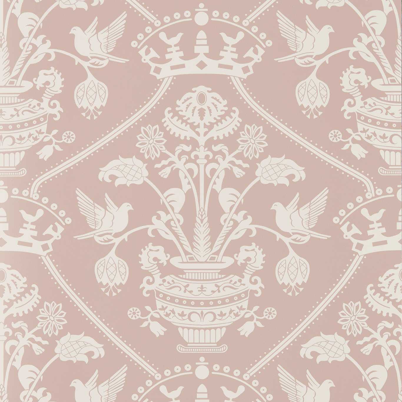 Highgrove Damask Wallpaper - Rose - DHIP217504