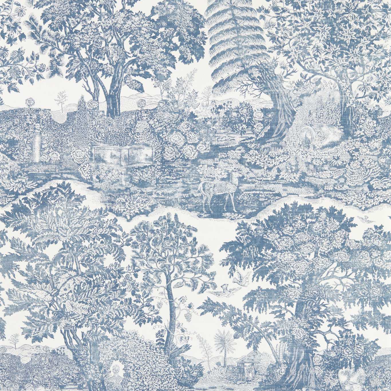 Highgrove Toile Wallpaper - Tetbury Blue - DHIP217480