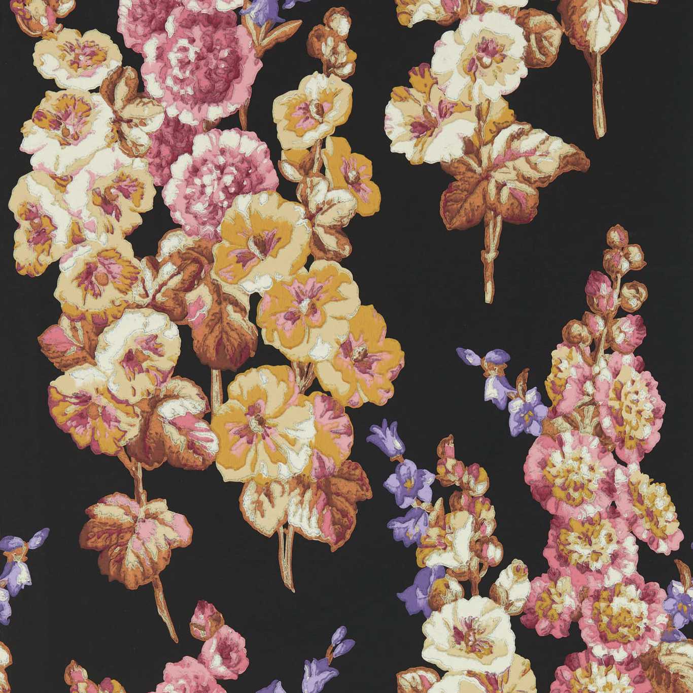 Hollyhocks Wallpaper - Copper/Rhodera - DOSW217032