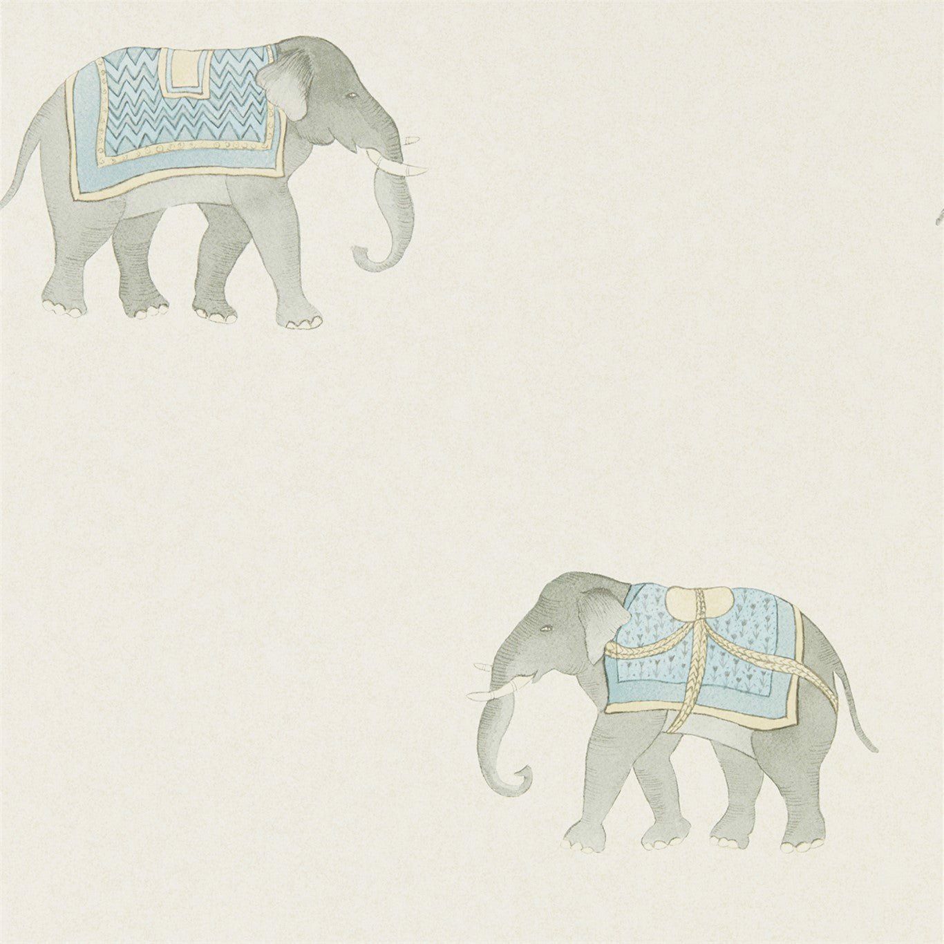 India Wallpaper - Wedgwood/Cream - DART216332