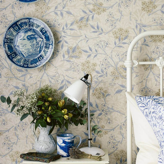 Jasmine Wallpaper - Ecru/Woad - 214724 - Morris & Co