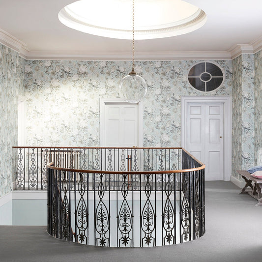 King Protea Wallpaper - Aqua/Linen - Sanderson - DGLW216645 - Morris Wallpaper
