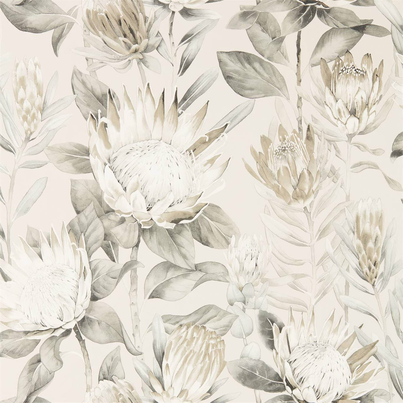 King Protea Wallpaper - Linen/Mica - DGLW216647