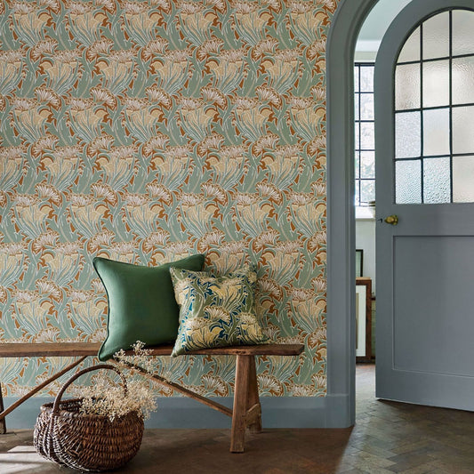 Laceflower Wallpaper - Tobacco/Pistachio - 217354 - Morris & Co