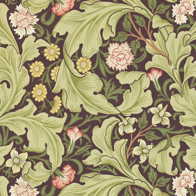 Leicester Wallpaper - Chocolate/Olive - Morris & Co - 212542