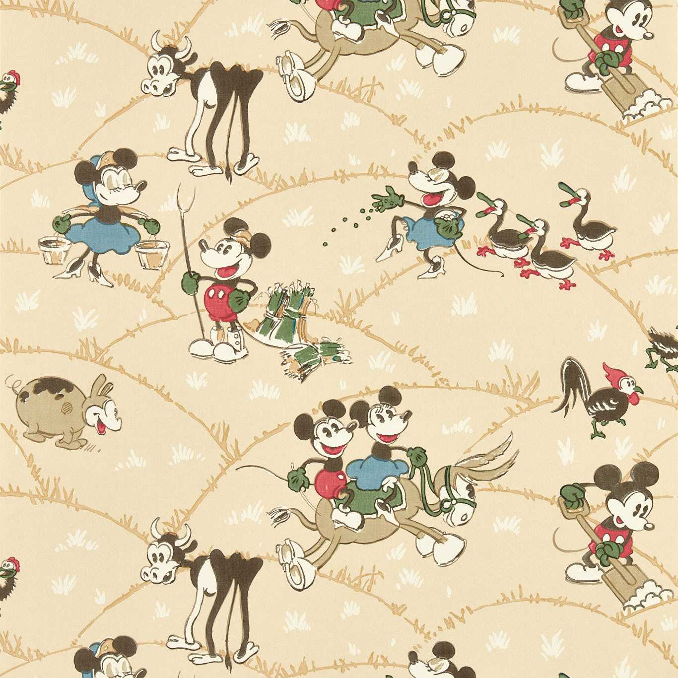 Mickey At The Farm Wallpaper - Butterscotch - DDIW217267