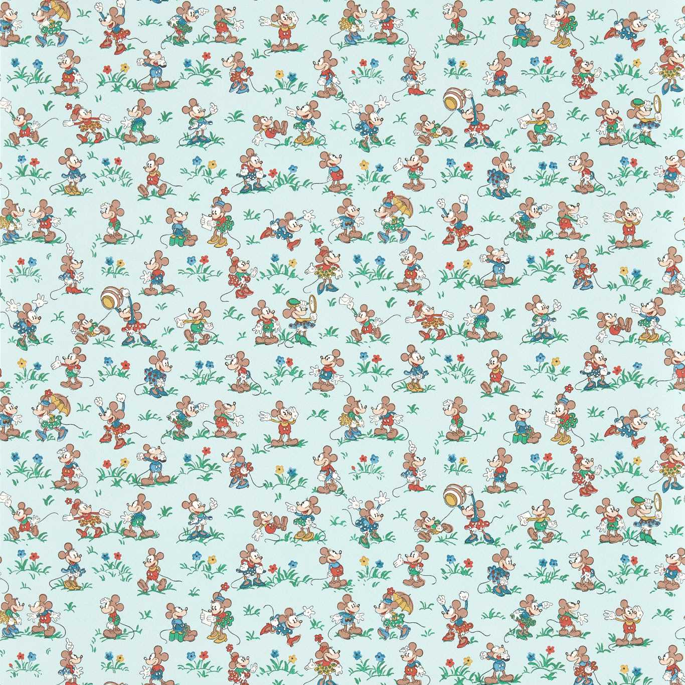 Mickey & Minnie Wallpaper - Bonbon Blue - DDIW217264