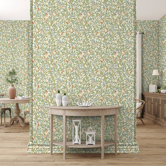1040 - Bird & Pomegrante Wallpaper - Lace by Morris Collections