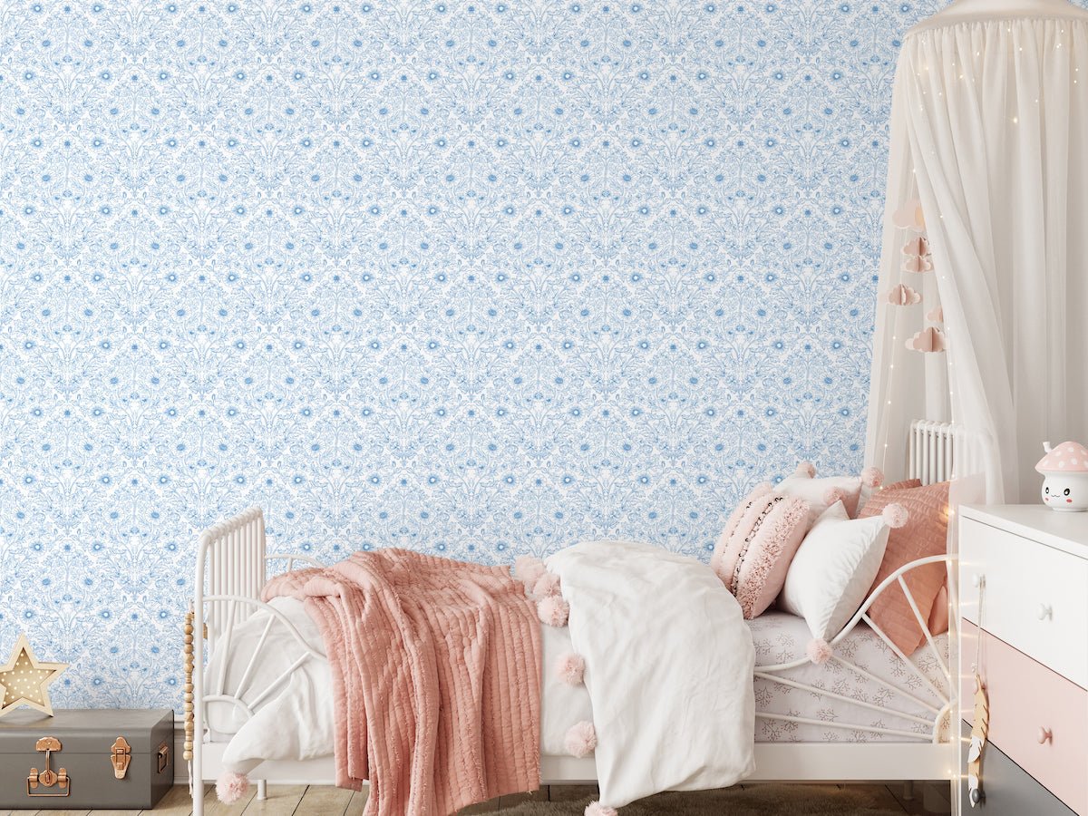 1131 - Pure Poppy Wallpaper - Poppy Blue by Morris Collections