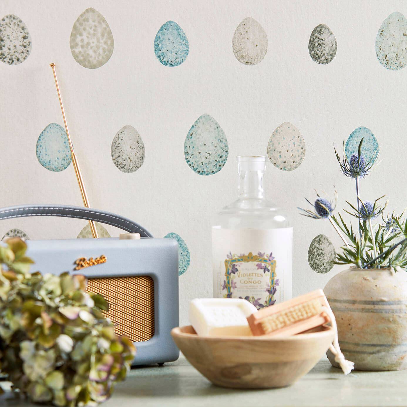 Nest Egg Wallpaper - Marine Aqua - Sanderson - DEBB216504 - Morris Wallpaper