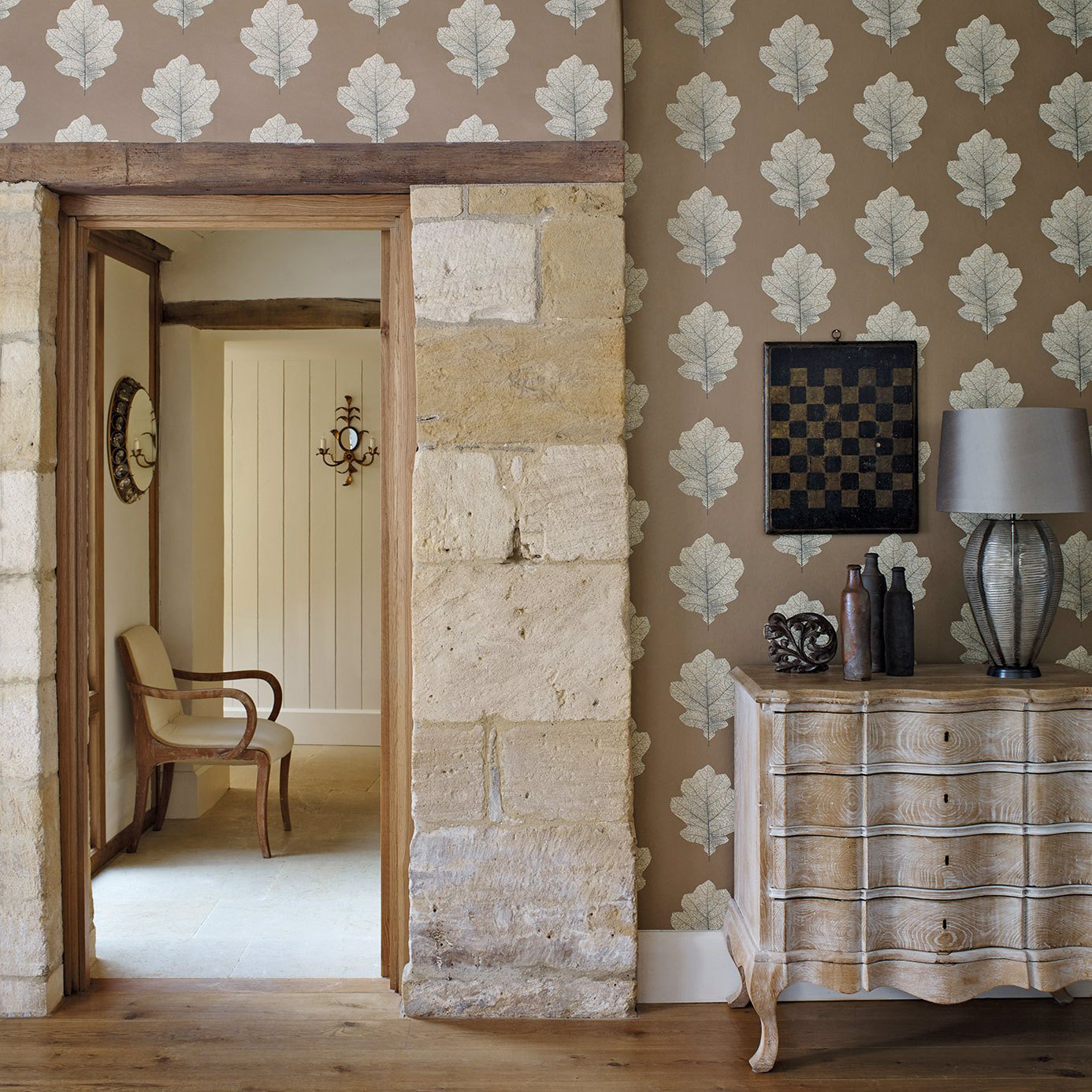 Oak Filigree Wallpaper - Milk/Pearl - Sanderson - DWOW215699 - Morris Wallpaper