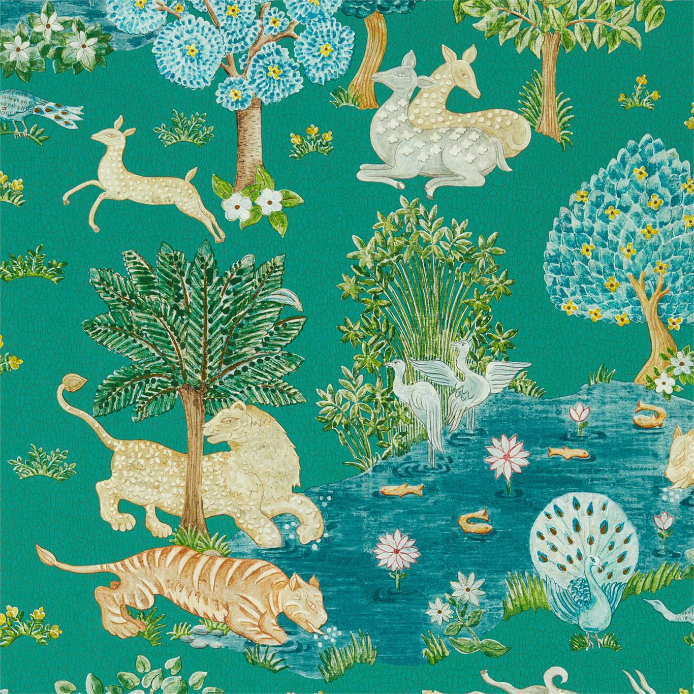 Pamir Garden Wallpaper - Teal/Peacock - DCPW216765