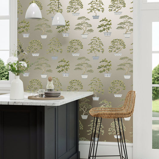 Penjing Wallpaper - Scallion Green - Sanderson - DWAW217108 - Morris Wallpaper