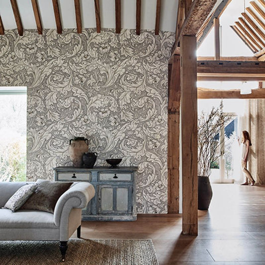 Pure Bachelors Button Wallpaper - Linen/Coral - Morris & Co - 216051