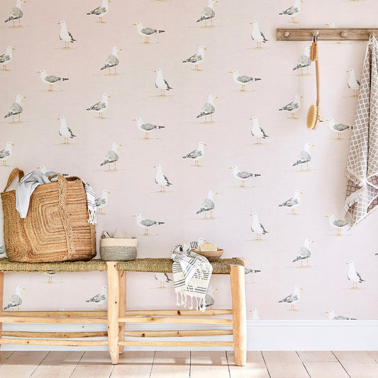 Shore Birds Wallpaper - Blush - Sanderson - DCOA216562 - Morris Wallpaper