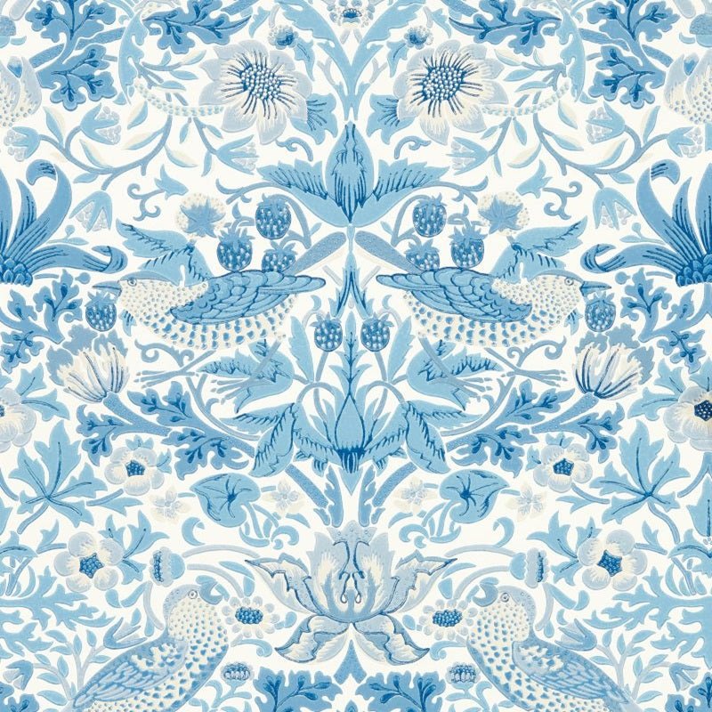 Simply Strawberry Thief Wallpaper - Woad - Morris & Co - 217058