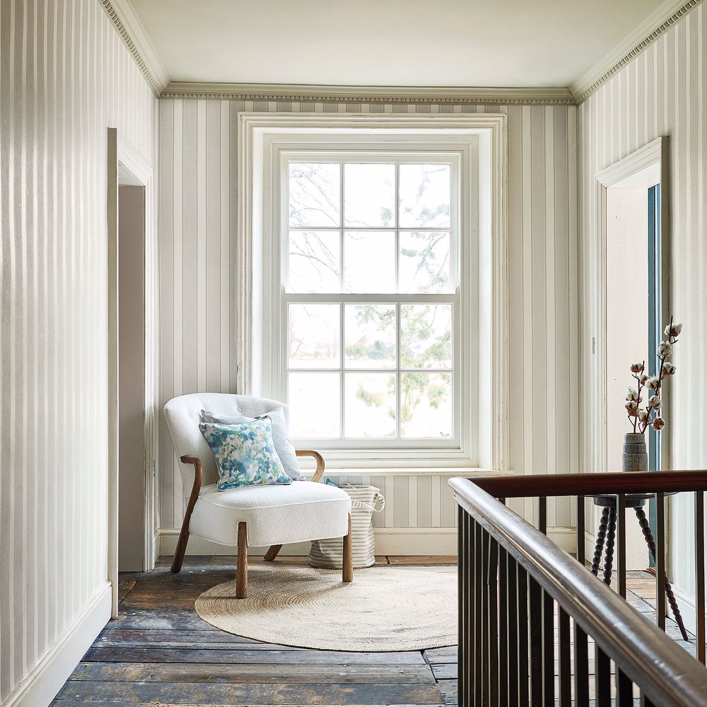 Sonning Stripe Wallpaper - Silver Grey - Sanderson - DLMW216890 - Morris Wallpaper