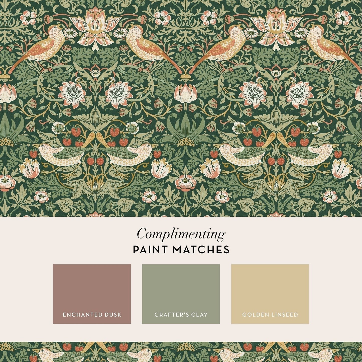 Strawberry Thief Wallpaper - Rich Green - 124234 - William Morris AH - Premier Wallcovering