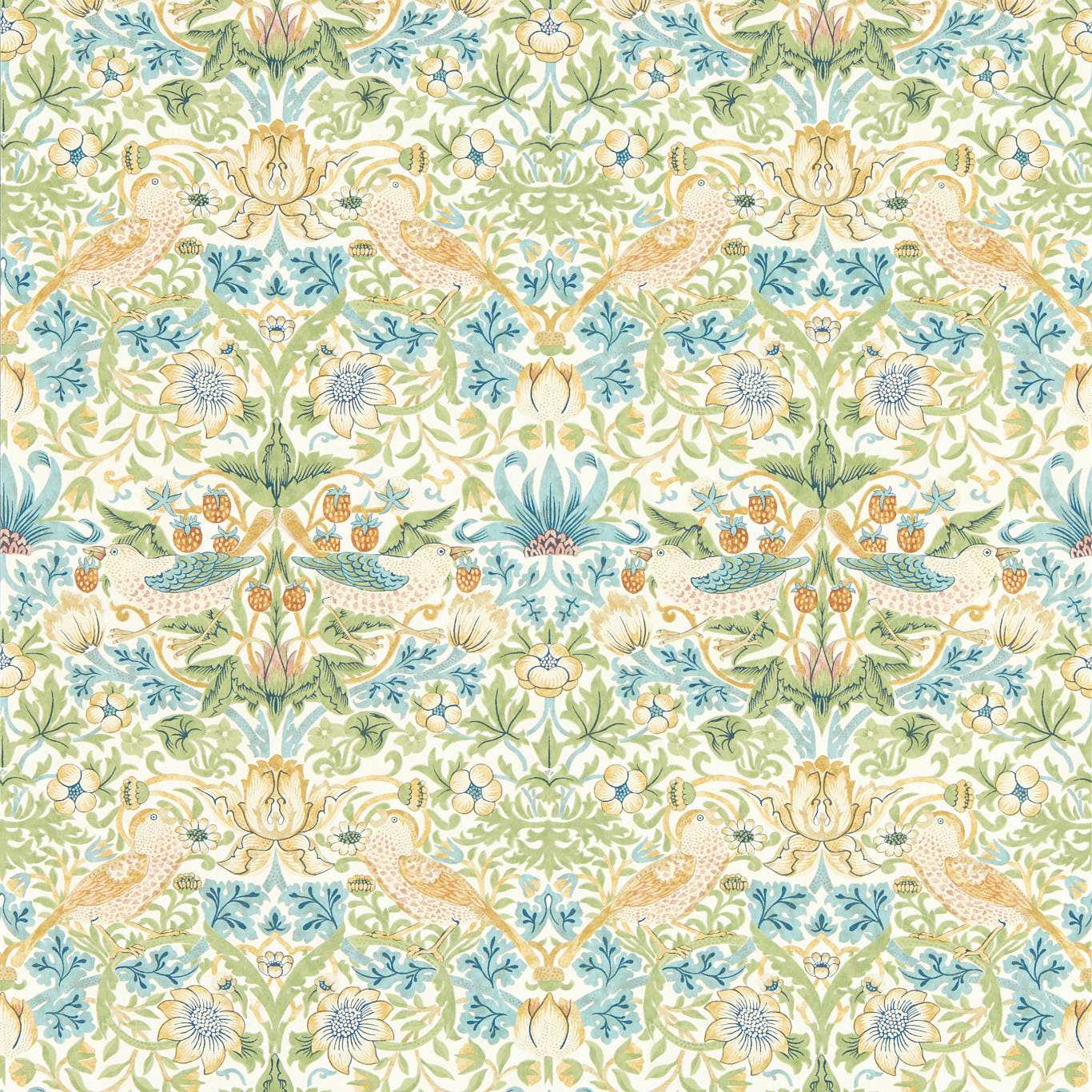 Strawberry Thief Wallpaper - Apple/Blush - Clarke & Clarke - W0171/01 - Morris Wallpaper