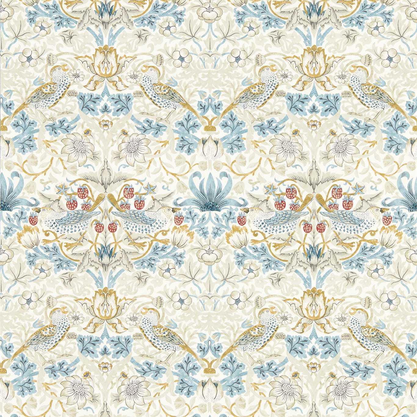 Strawberry Thief Wallpaper - Linen/Plum - Clarke & Clarke - W0171/03 - Morris Wallpaper