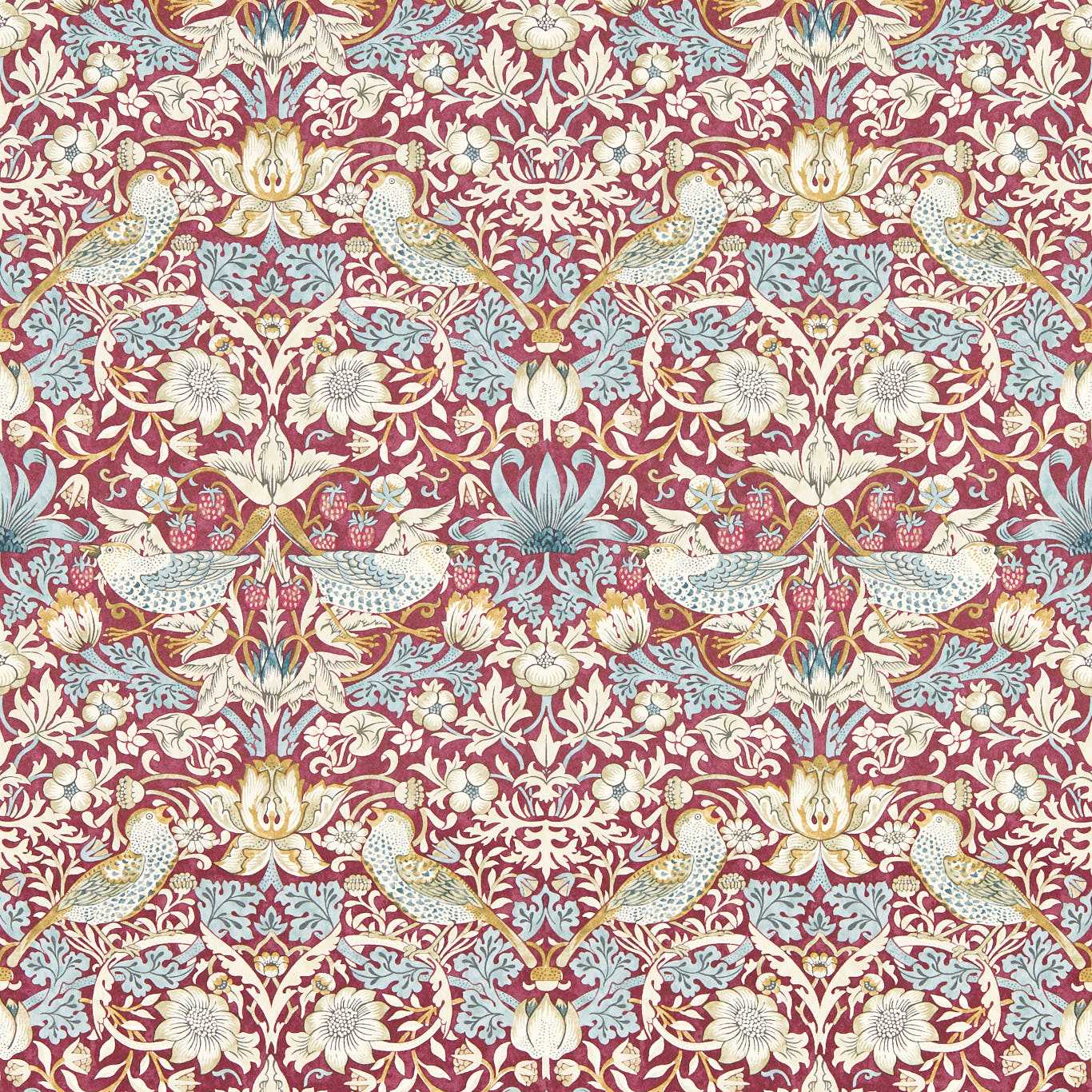 Strawberry Thief Wallpaper - Plum - Clarke & Clarke - W0171/04 - Morris Wallpaper