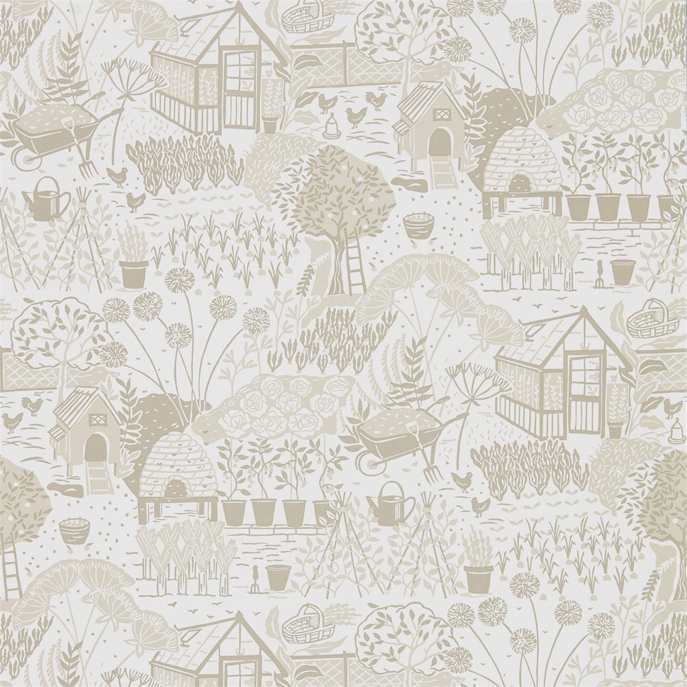 The Allotment Wallpaper - Linen - DHPO216353