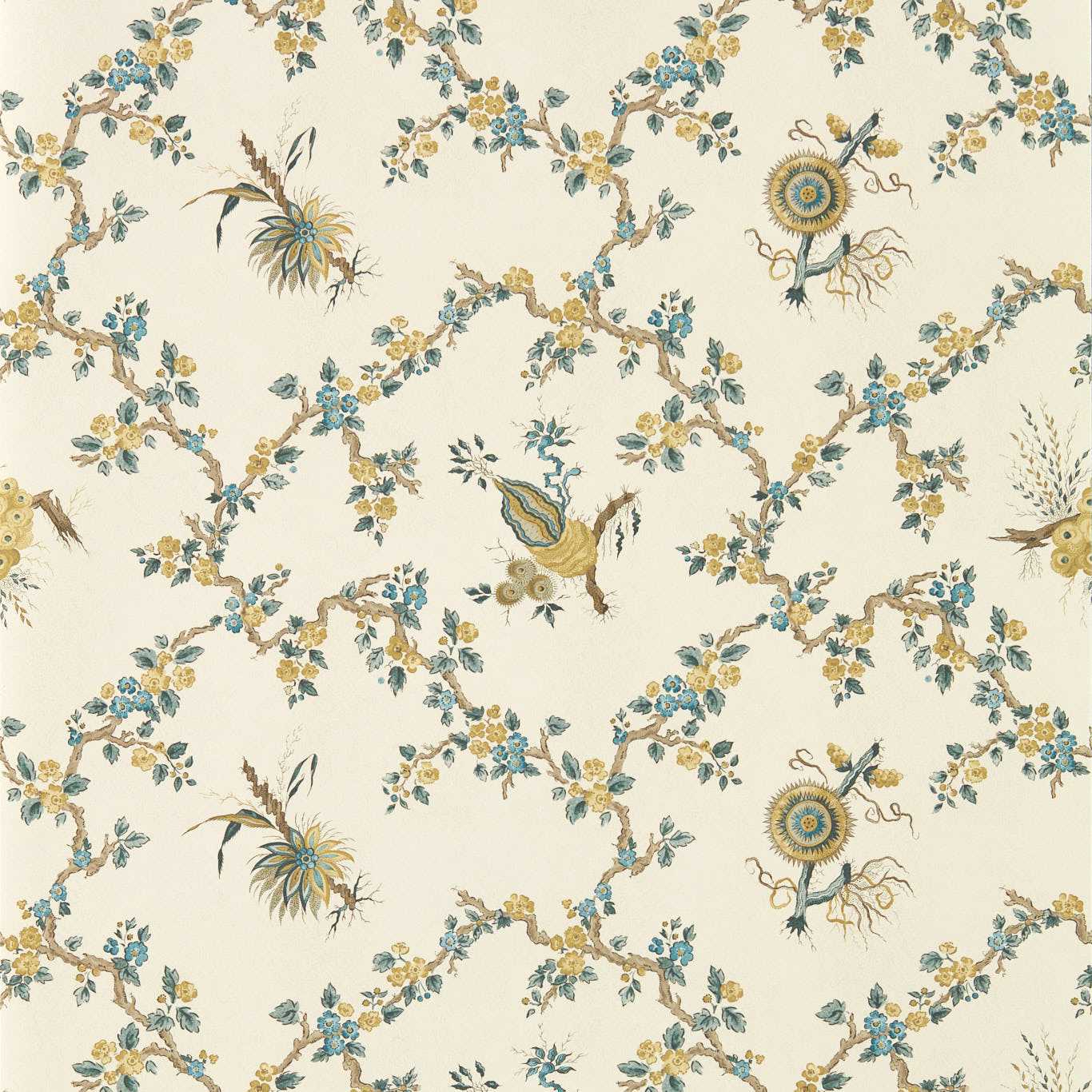 Trelliage Wallpaper - Chamomile/Chalk - DGDW217319