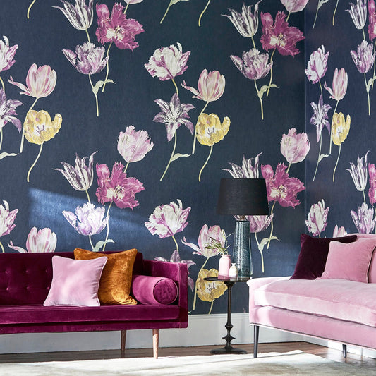 Tulipomania Wallpaper - Botanical - Sanderson - DGLW216666 - Morris Wallpaper