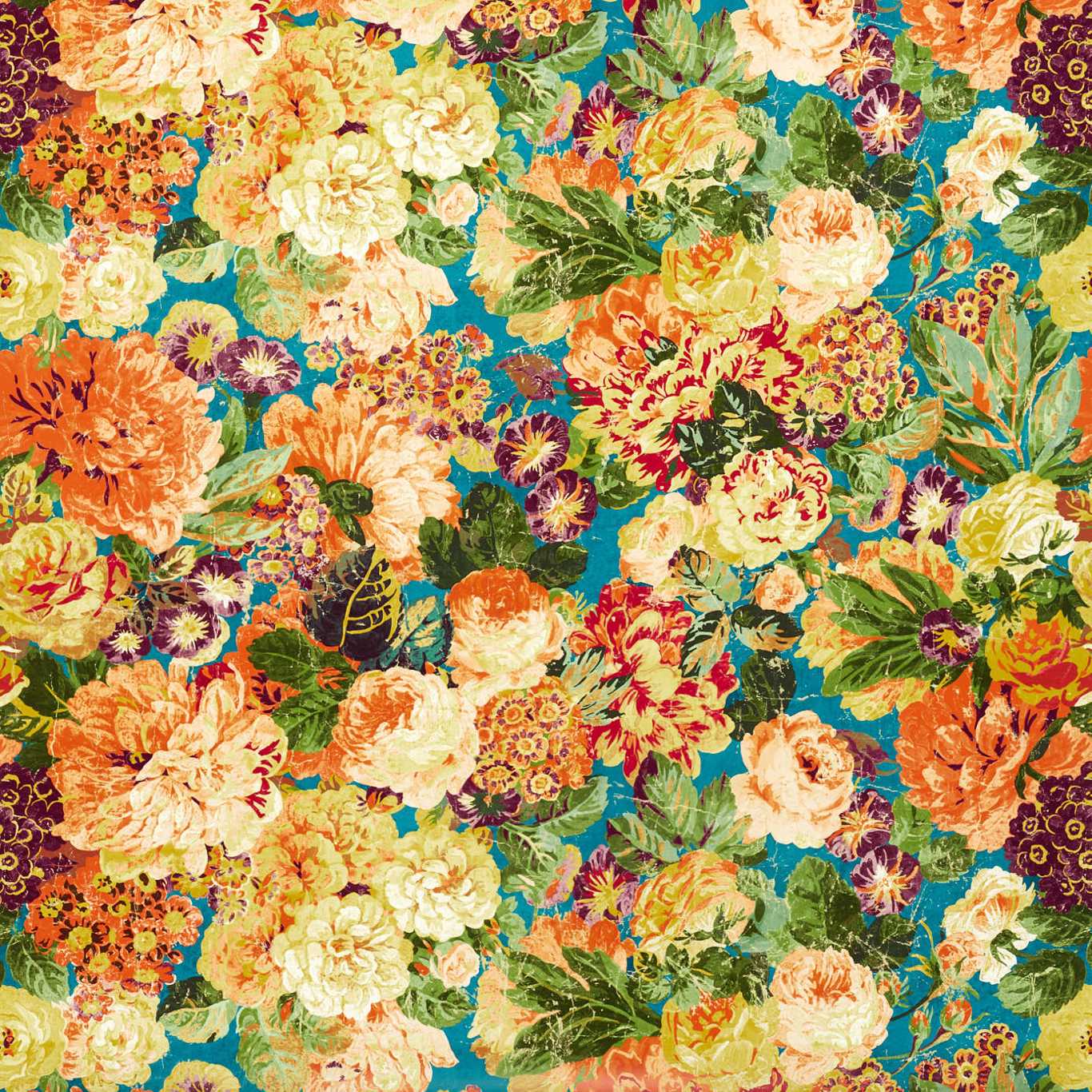 Very Rose And Peony Wallpaper - Kingfisher/Rowan Berry - DOSW217027